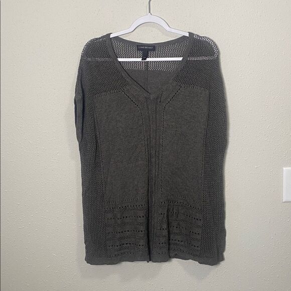 Lane Bryant Gray Knit Sleeveless V-Neck Tunic Sweater Women's Size 14/16 - Picture 3 of 14